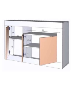 CREDENZA "BALTIK", 144X42x87CM, BIANCO